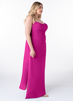 Azazie Mai Bridesmaid Dresses Fuchsia Sheath Pleated Chiffon Dress image10