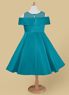 Azazie Shirin Final Sale Jade A-Line Off the Shoulder Matte Satin Dress image6