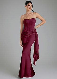 Azazie Draya Bridesmaid Dresses Mulberry Mermaid Strapless Stretch Satin Dress image1