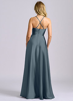Azazie Truce Robes de demoiselle d'honneur Robe Trapèze en Satin extensible Violet Crépusculaire image2