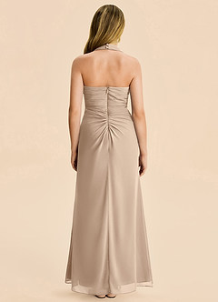 Azazie Destiny Junior Taupe Sheath Ruched Chiffon Dress image2