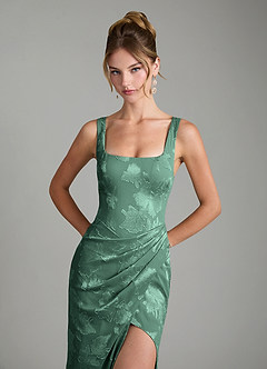 Azazie Mero Bridesmaid Dresses Eucalyptus Mermaid Pleated Floral Jacquard Burnout Dress image5