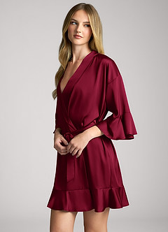 front Ruffled Satin Robe