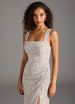 Azazie Jesaphine Brautjungfernkleider Etui Schleifen Chiffon Kleid Flieder Verträumt Blumig image4