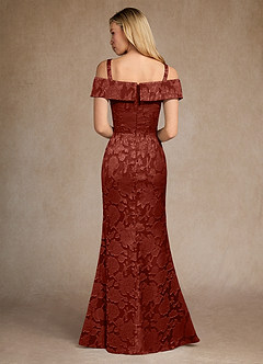 Azazie Canton Mother of the Bride Dresses Terracotta Mermaid Off the Shoulder Floral Burnout Dress image4