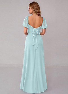 Azazie Fatima Robes de demoiselle d'honneur Robe Trapèze en Mousseline de soie avec poches Brume image5