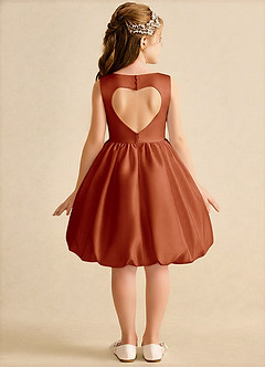 Azazie Nirvana Flower Girl Dresses Paprika Ball-Gown Ruched Matte Satin Dress image1