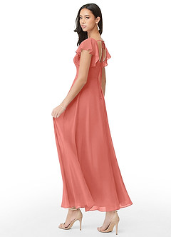 Azazie Bondi Robes de demoiselle d'honneur Robe Trapèze en Mousseline de soie Rayé Rose Saumon image4