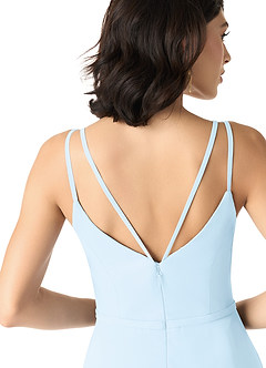 Azazie Janine Bridesmaid Dresses Sky Blue A-Line V-Neck Chiffon Dress image5