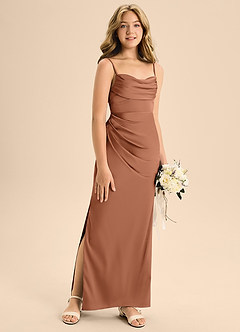 Azazie Mai Junior Bronzer A-Line Sweetheart Neckline Stretch Satin Dress image3