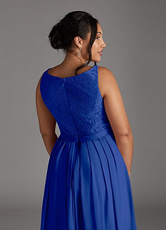 Azazie Ainsling Mother of the Bride Dresses Royal Blue A-Line Square Neckline Lace Chiffon Dress image18