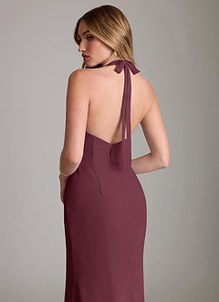 Azazie Valerie Bridesmaid Dresses Cabernet Mermaid Pleated Chiffon Dress image6