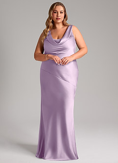 Azazie Rylina Bridesmaid Dresses Frosted Lilac Mermaid Stretch Satin Dress image9