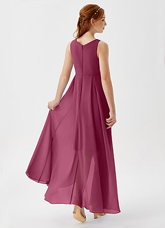 Azazie Lizette Junior Mulberry A-Line Pleated Chiffon Dress image2