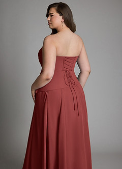 Azazie Gabriela Bridesmaid Dresses Terracotta A-Line Corset Chiffon Dress image25