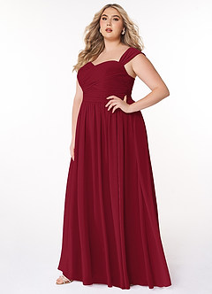 Azazie Zapheira Bridesmaid Dresses Burgundy A-Line Ruched Chiffon Dress image7