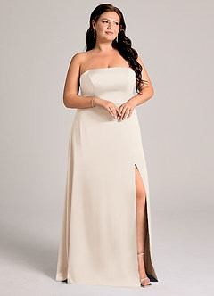 Azazie Wren Brudtärnklänningar Klä av A-Linje i Stretch Satin Axelbandslös Vit Alabaster Konvertibel image10