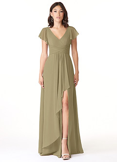 Azazie Omari Bridesmaid Dresses Moss Green A-Line Chiffon Dress image1