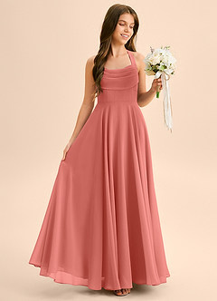 Azazie Kady Junior Salmon Pink A-Line Sweetheart Neckline Chiffon Dress image5