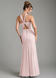 Azazie Rue Bridesmaid Dresses Blushing Pink A-Line Halter Chiffon Dress image2