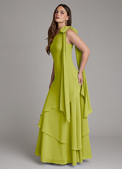 Azazie Monique Bridesmaid Dresses Lemongrass A-Line One Shoulder Chiffon Dress image7