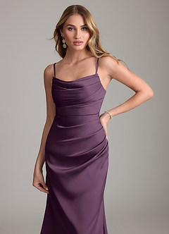 Azazie Lucille Bridesmaid Dresses Plum Mermaid Strapless Stretch Satin Convertible Dress image5