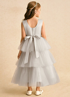 Azazie Marshmallow Blumenmädchenkleider Ballkleid Schleifen Tüll Kleid Frost image2