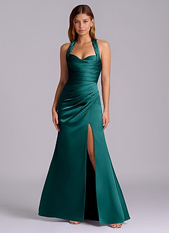Azazie Destiny Bridesmaid Dresses Peacock Mermaid Sweetheart Neckline Stretch Satin Dress image4
