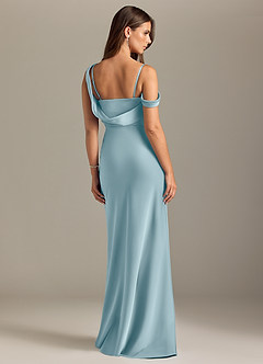 Azazie Madelyn Bridesmaid Dresses Moody Blue Mermaid Off the Shoulder Stretch Satin Convertible Dress image2
