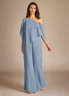 Azazie Halima Kleider für die Brautmutter Overall/Jumpsuit Seitliche Cut-Outs Chiffon Kleid Staubblau image4