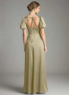 Azazie Fyona Vestidos de damas de honor Vestido de Musgo Verde de Satén Elástico de Corte en A con Plisado image7