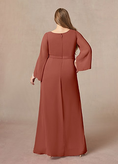 Azazie Belinda Mother of the Bride Dresses Auburn A-Line V-Neck Pleated Chiffon Dress image7