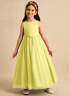 Azazie Lior Flower Girl Dresses Canary Ball-Gown Pleated Tulle Dress image4