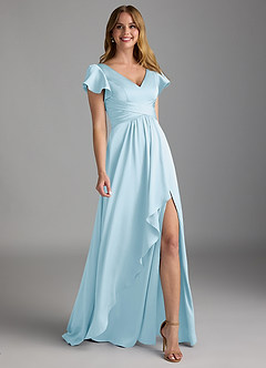 Azazie Omari Bridesmaid Dresses Sky Blue A-Line Stretch Satin Dress image1