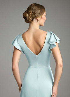 Azazie Omari Bridesmaid Dresses Sea Glass A-Line Stretch Satin Dress image7