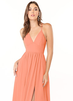 Azazie Aaida Bridesmaid Dresses Sunset A-Line Corset Chiffon Dress image6