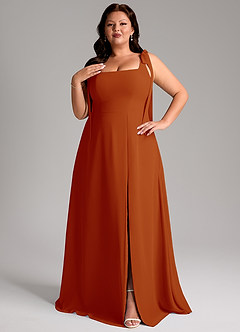 Azazie Debra Bridesmaid Dresses Paprika A-Line with Pockets Chiffon Convertible Dress image10