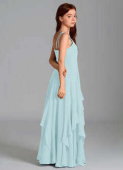 Azazie Karan Junior Abito A-Line in Chiffon Sea Glass image6