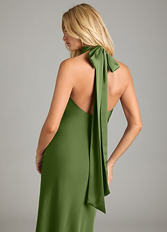 Azazie Velli Bridesmaid Dresses Juniper Mermaid High Neck Stretch Satin Dress image2