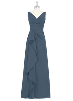 Azazie Julianna Robes de demoiselle d'honneur Robe Trapèze en Mousseline de soie Neptune image6