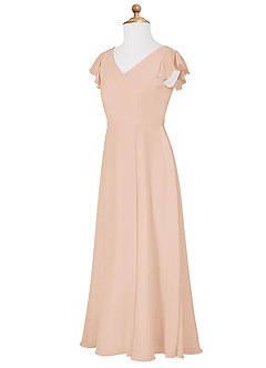 Azazie Claudine Junior English Rose A-Line Pleated Chiffon Dress image7