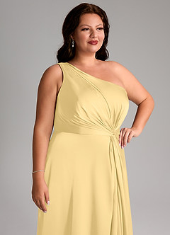 Azazie Brooke Vestidos de madrinha de casamento Vestido Manteiga de Cetim elástico de Linha A com Ombro Único image14