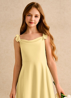 Azazie Puppy Girls Formal Flower Girl Dresses Butter A-Line Pleated Chiffon Dress image6