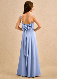 Azazie Chamomile Girls Formal Sukienki dla dziewczynek sypiących kwiaty Linia A Pofałdowany Satyna elastyczna Długość podłogi Sukienka image1