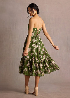 Midi jurk Gigi Groen Bloemen image6