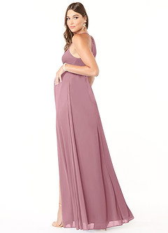 Azazie Annabelle Maternity Bridesmaid Dresses A-Line V-Neck Pleated Mesh Floor-Length Dress image5