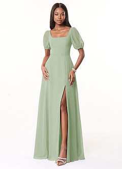 Azazie Alani Bridesmaid Dresses Dusty Sage A-Line Square Neckline Chiffon Dress image1