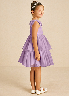 Azazie Vanellope Flower Girl Dresses Wisteria A-Line Bow Tulle Dress image4