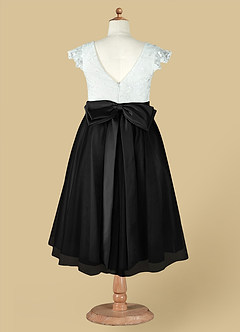 Azazie Vetty Flower Girl Dresses Ivory Black A-Line Lace Tulle Dress image13