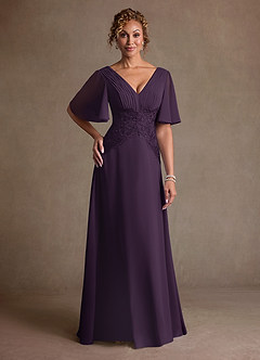 Azazie Milliat Suknie dla Matki Panny Młodej Linia A Koronka Szyfon Długość podłogi Sukienka image1